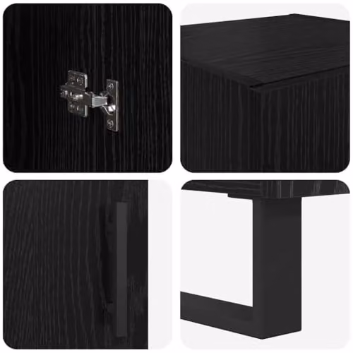 vidaXL Modern Tall Unit in Black with Wood and Metal Finish, W/D/H: 34.5 x 34.0 x 180.0 cm – 5