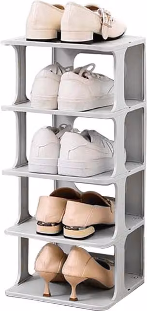 THE HOT SALE 4 Tier Plastic Freestanding Shoe Rack in White