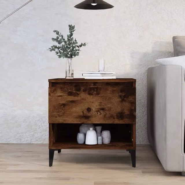 Berkfield Home Smoked Oak Side Table in Brown, W/D/H: 50 x 46 x 50 cm – 1