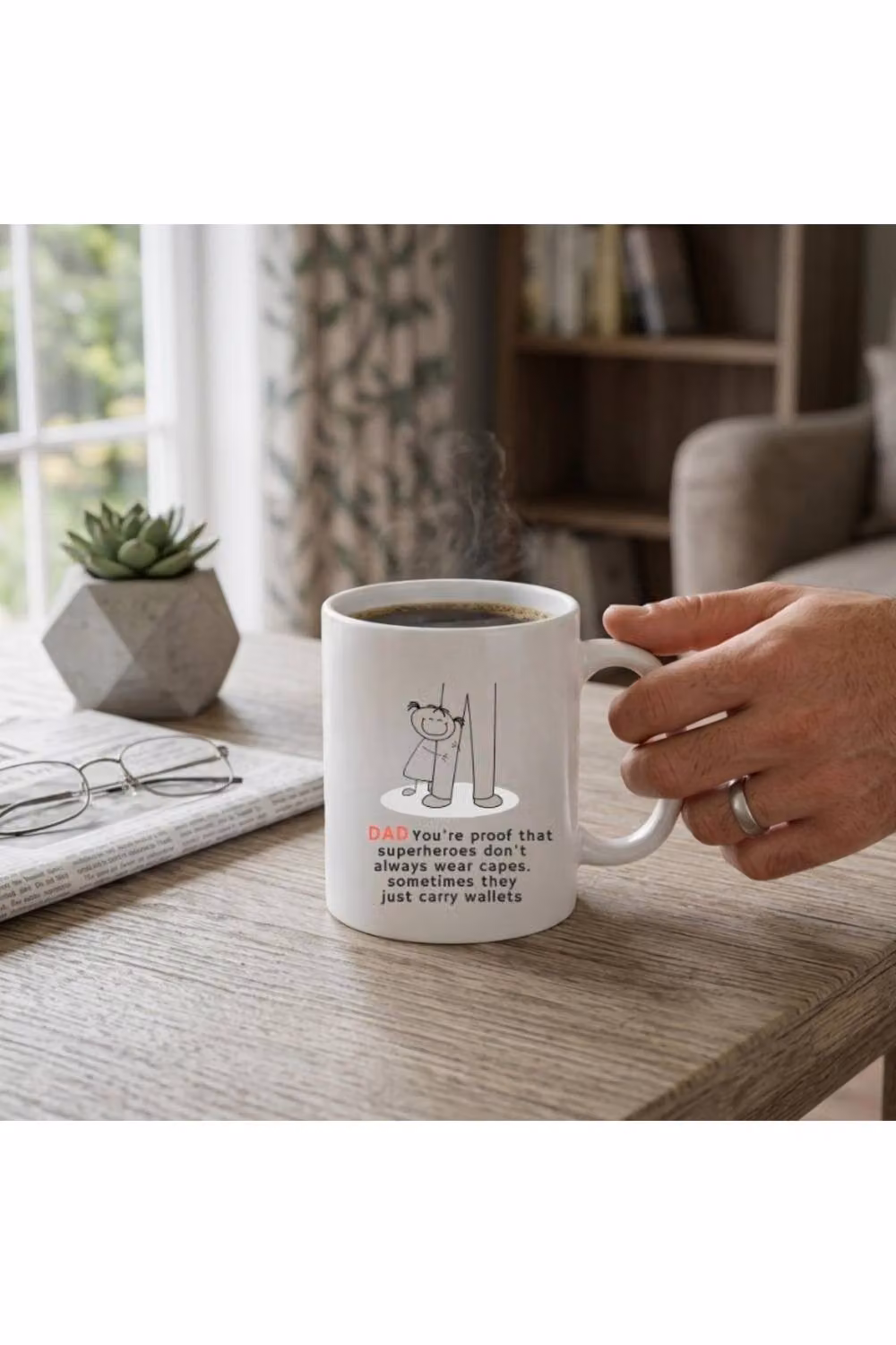 Dyzi Dad Superhero Ceramic Mug in White – 2