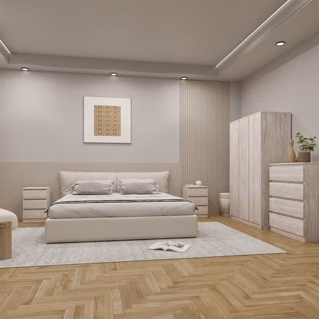 Seconique Malvern 3 Door Wardrobe Bedroom Set in Urban Snow White and Grey