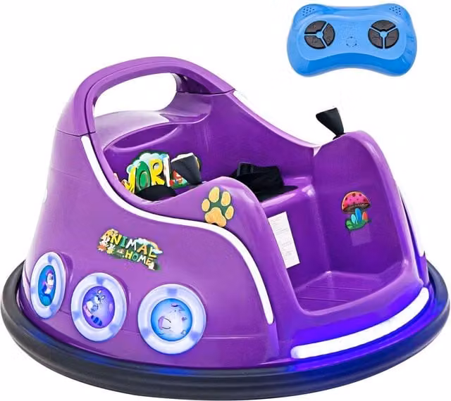 Costway Kids Electric Ride on Waltzer Twist Car with Light and Sound, Purple