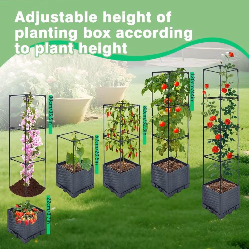 Havendro 4-Tier Self Watering Tomato Planter Pot with Vine Trellis Support in Grey, Height: 142 cm – 3