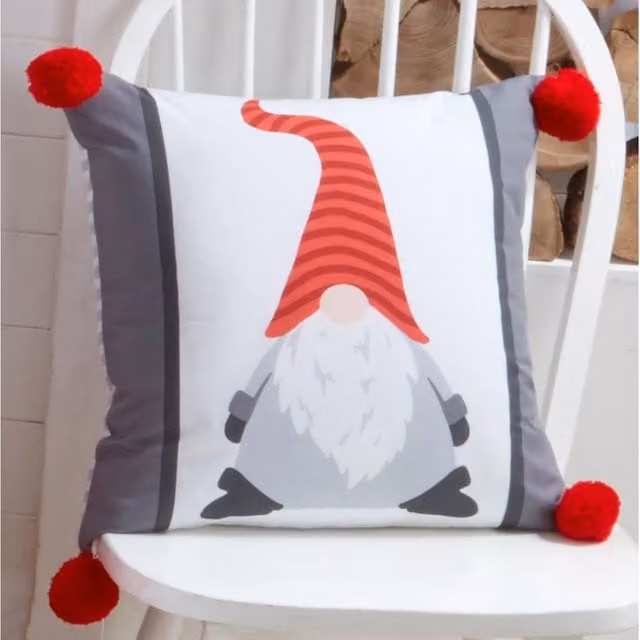 Rapport Home Festive Gonk Square Cushion Cover, Multicolour and Grey, W/D/H: 43 x 43 x 1 cm