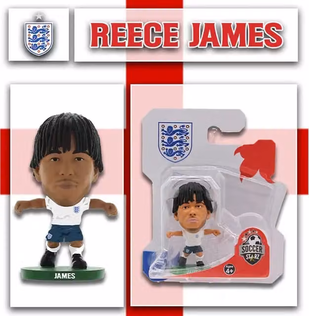 SoccerStarz England Reece James 2022 Version Mini Figure, White and Multicolour, Height: 5 cm