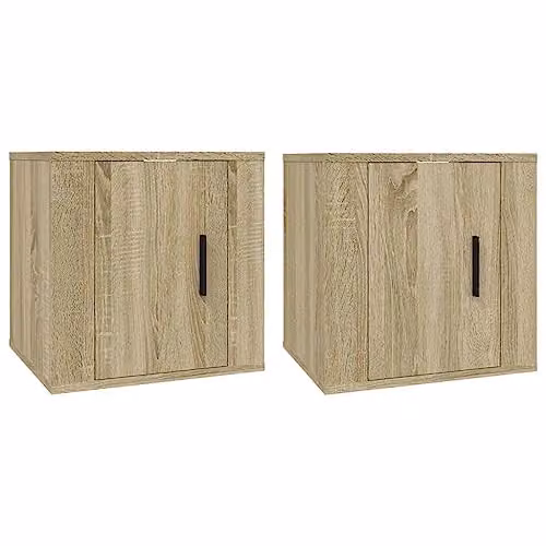 vidaXL 2 Piece Wall-mounted TV Cabinet Set in Brown, W/D/H: 40 x 34.5 x 40 cm – 1