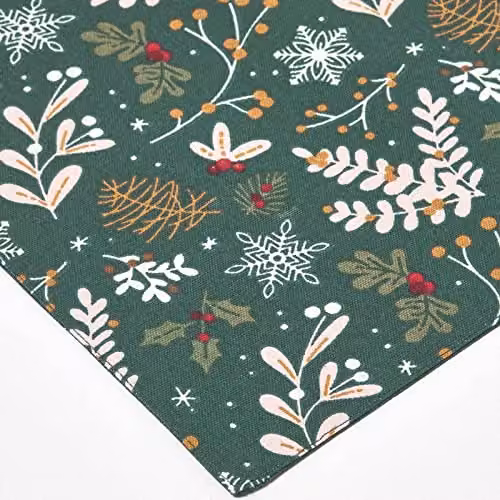 Homescapes Festive Forest Green Christmas Placemats, Set of 4, 100% Cotton – 3