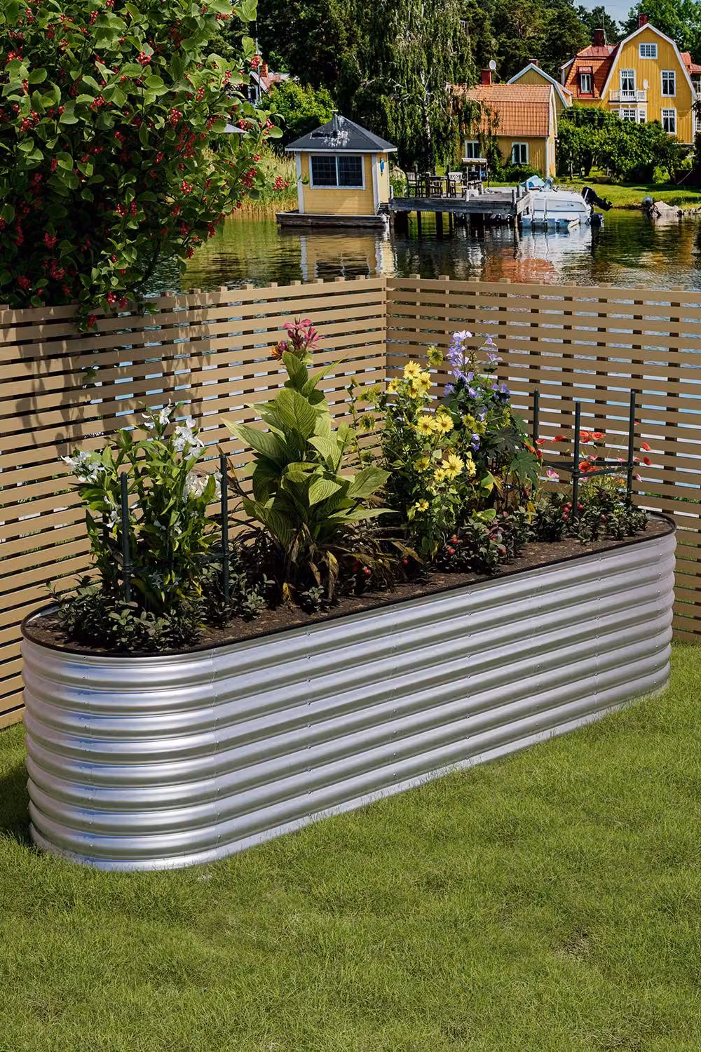 Living and Home Galvanised Steel Oval Raised Garden Bed in Silver, W/D/H: 80 x 80 x 80 cm – 2