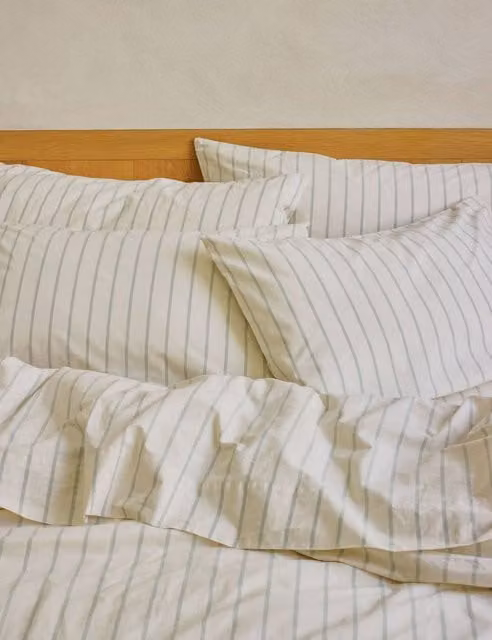 Piglet In Bed 2 Pack Slumber Stripe Pure Cotton Pillowcases, Green Mix