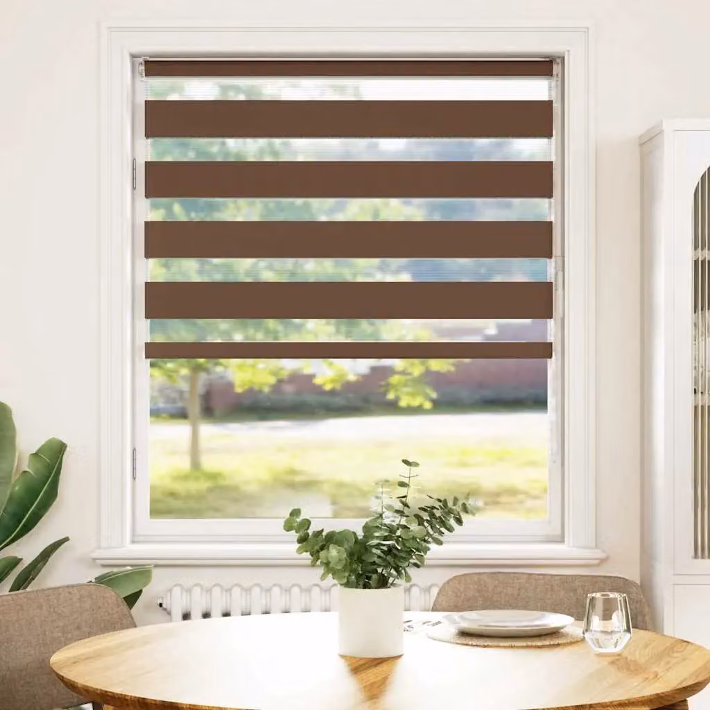Berkfield Home Brown Zebra Day and Night Blind, W: 110 cm, H: 150 cm – 2