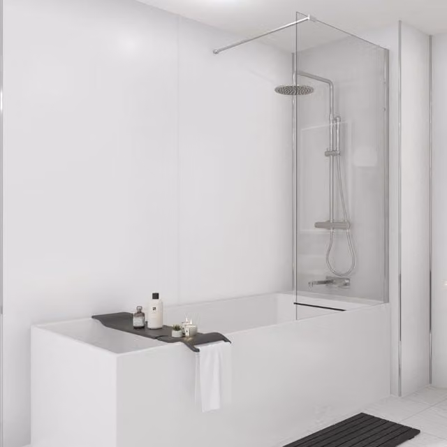 Wetwall White Gloss Laminate Wall Panel Tongue and Groove W: 88.0 cm, H: 242.0 cm, D: 1.1 cm