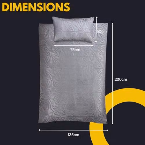Sleepdown Silver Geometric Lurex Jacquard Duvet Cover and Pillowcase Set, Single, W: 135 cm, L: 200 cm – 3
