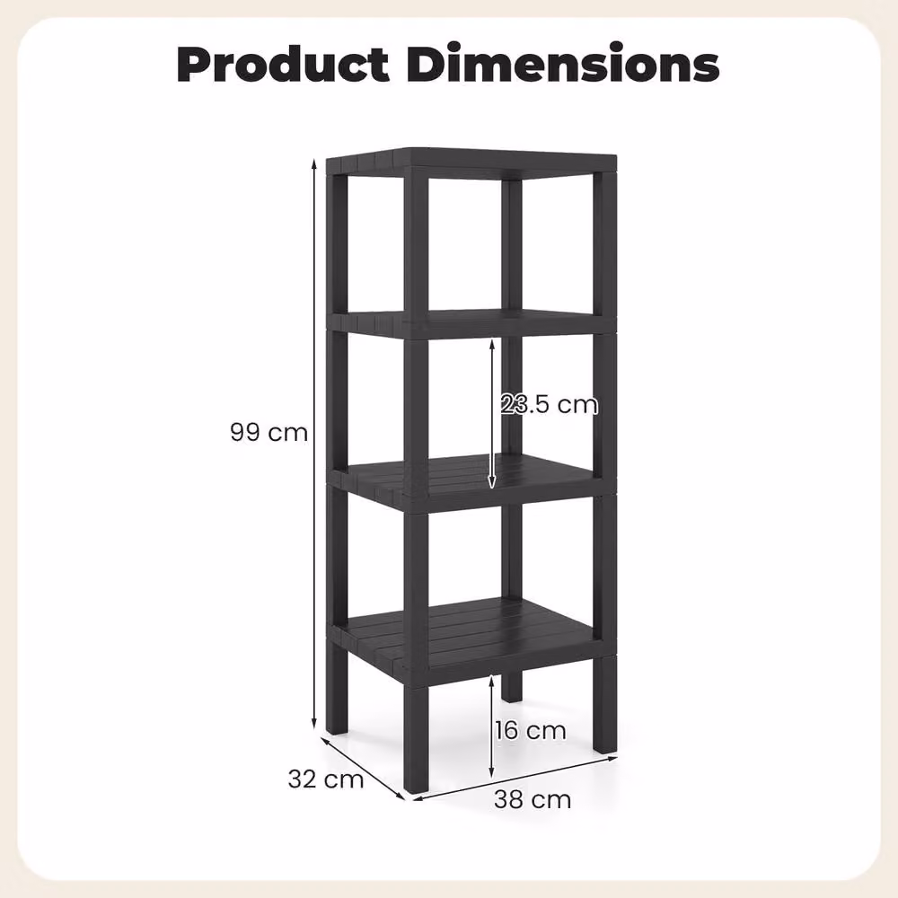 Costway 4-Tier Narrow Plastic Bathroom Storage Unit and Display Rack in Black – 2