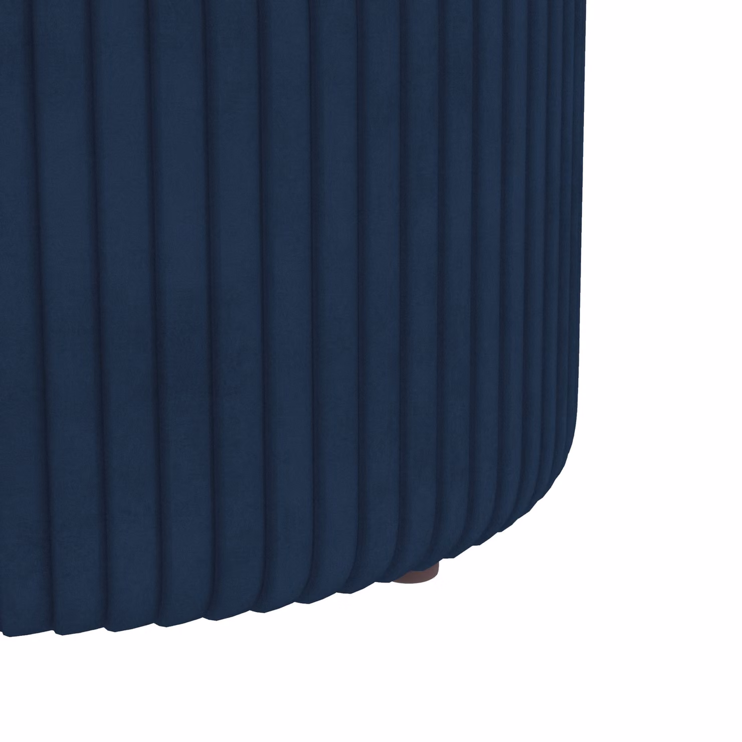 HOMCOM Round Velvet Storage Ottoman Stool in Blue with Gold Accents – 7
