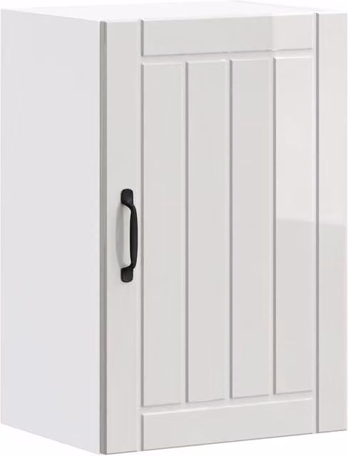 Berkfield Home Lucca High Gloss White Kitchen Wall Cabinet with Glass Doors