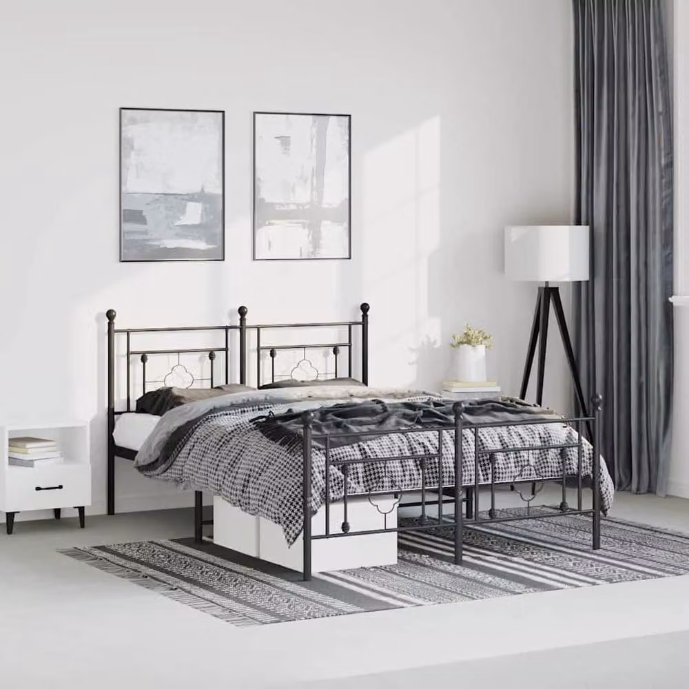 Berkfield Home Metal Bed Frame with Footboard, Black, 193 x 203 cm – 2