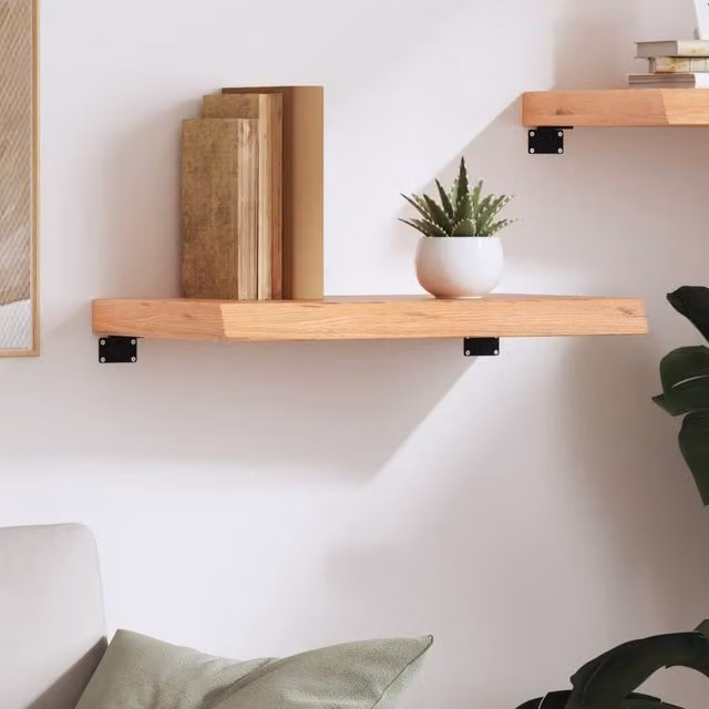Berkfield Home Rustic Oak Wall Shelf, Brown, W: 60 cm, D: 30 cm, H: 2-6 cm – 1
