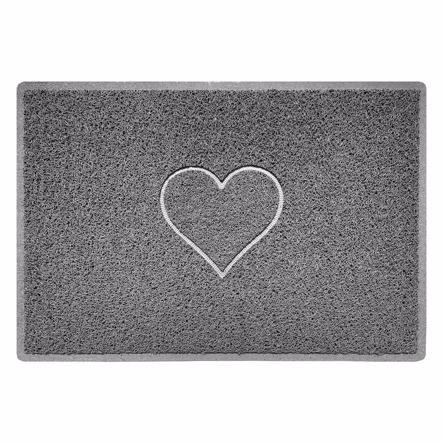 Nicoman Grey Embossed PVC Spaghetti Pressed Heart Doormat, W: 90 cm, D: 60 cm – 2