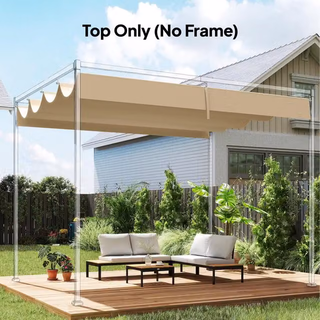 Outsunny Pergola Canopy Only in Khaki Polyester for 4 x 3 m Pergola, 3.9 x 3.5 m