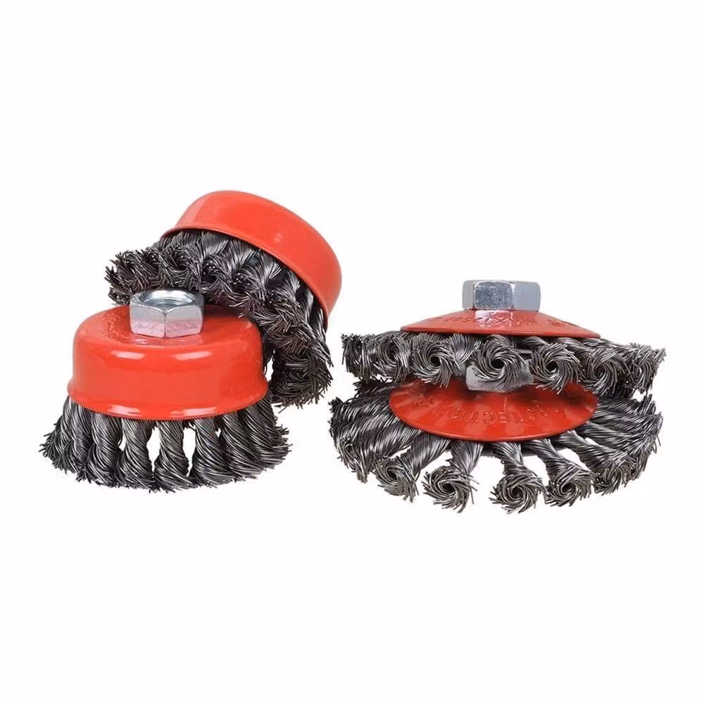 SPETLEK 4-Piece Twist Knot Wire Cup Brush Set for 115mm Angle Grinders in Red and Multicolour – 2