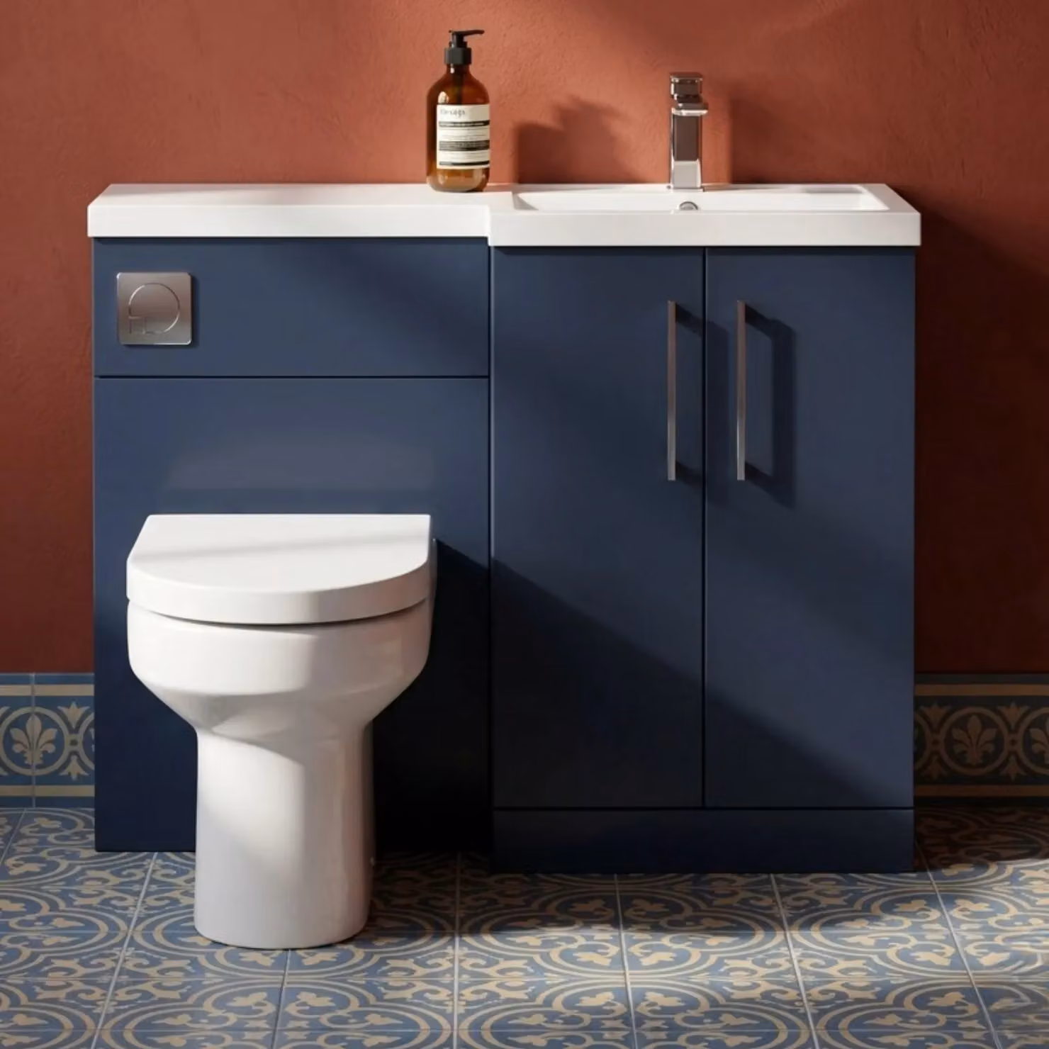 Balterley Midnight Blue Floor Standing Vanity, WC Unit, Pan, Seat and Cistern Set – 6