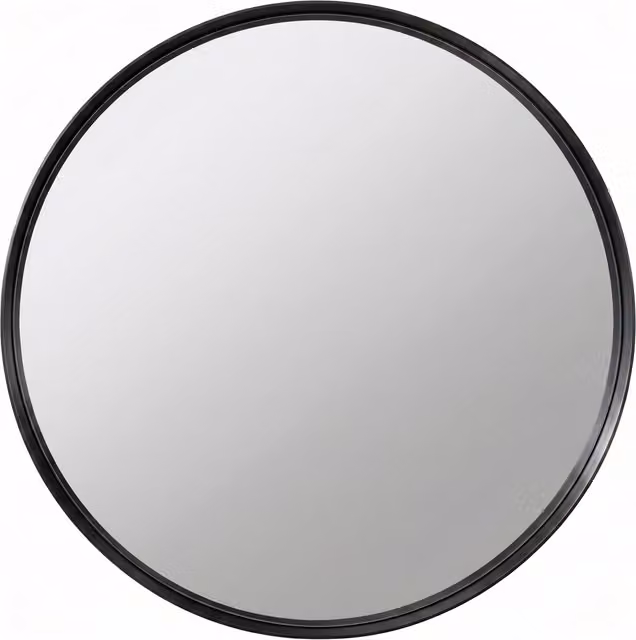 DEENZ Large Round Black Wall Mirror with Minimalist Aluminium Deep Frame