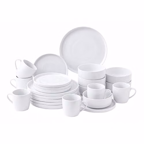 Simpa 24-Piece White Porcelain Dinner Set – 1