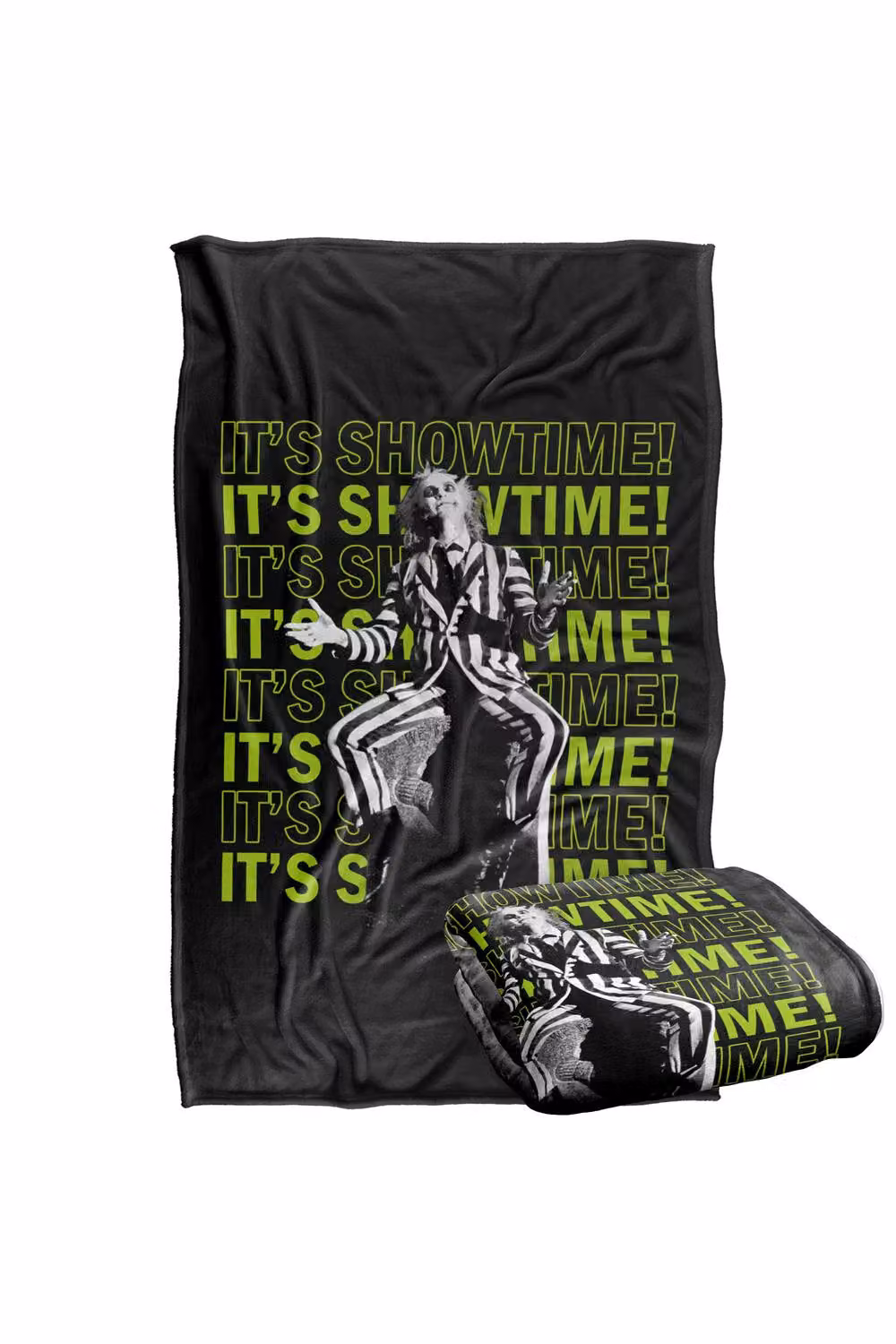 LOGOVISION Beetlejuice It's Showtime Repeat Super Soft Silky Touch Fleece Throw Blanket, Multicolour, W: 91 x D: 147 cm – 7