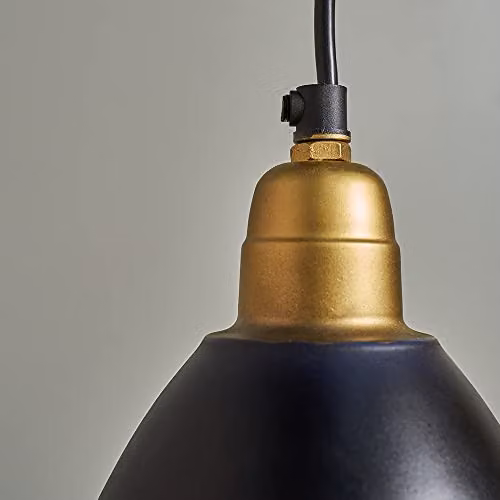 ValueLights Modern Black and Gold Dome Pendant Ceiling Light Fitting – 3