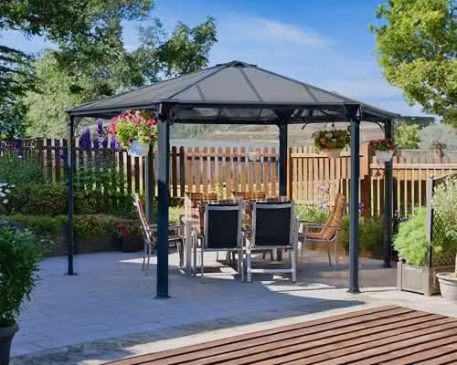 Palram Canopia Monaco Hexagonal Garden Gazebo in Anthracite or Bronze, W: 450 cm, D: 390 cm, H: 289.5 cm – 2