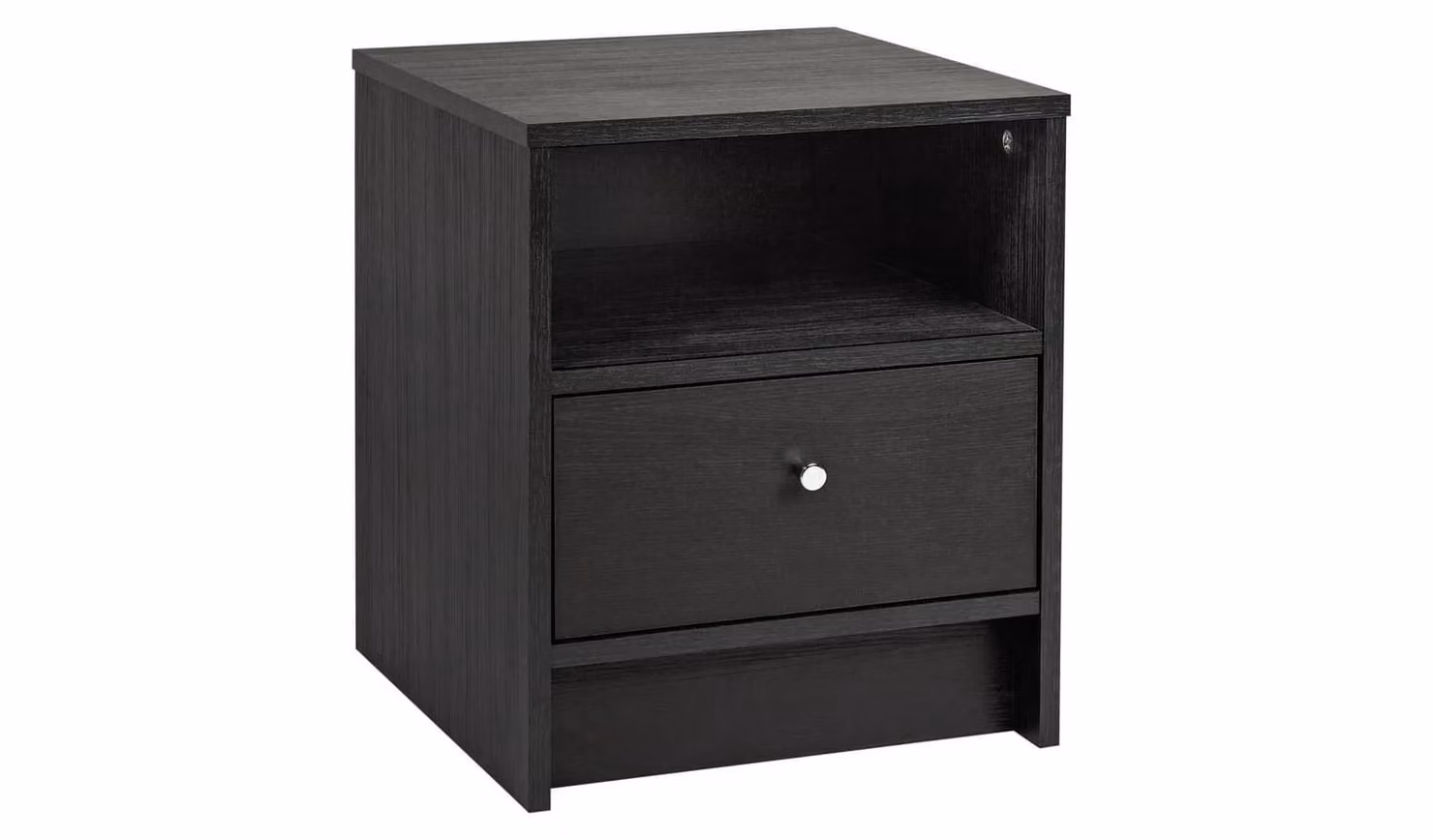 Malibu 1 Drawer Bedside Table Black Oak Effect