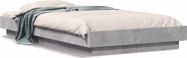 Berkfield Home Modern Bed Frame with LED Lights and USB Charging Port in Concrete Grey, W: 75 cm, L: 190 cm – 1