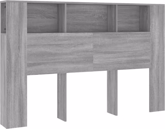Berkfield Home Modern Wall Mounted Headboard Cabinet in Grey with Integrated Shelf, W/D/H: 160 x 18.5 x 104.5 cm – 1