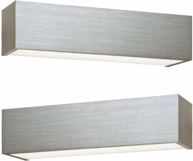 Loops 2 Pack LED Warm White Up and Down Wall Light in Silver Brushed Aluminium and Transparent Glass