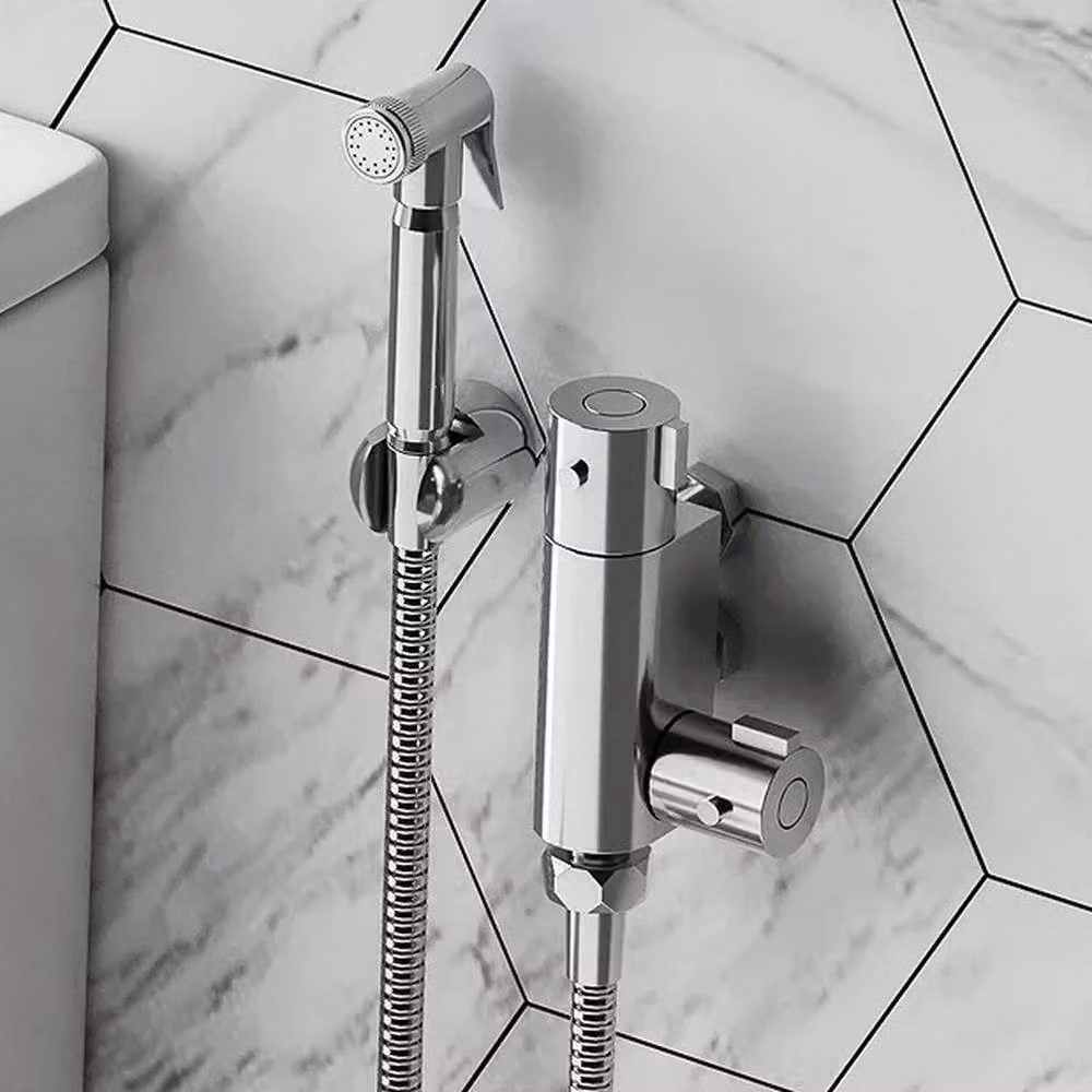 NESTLUNE Chrome Brass Handheld Bidet Shower Spray in Silver – 2