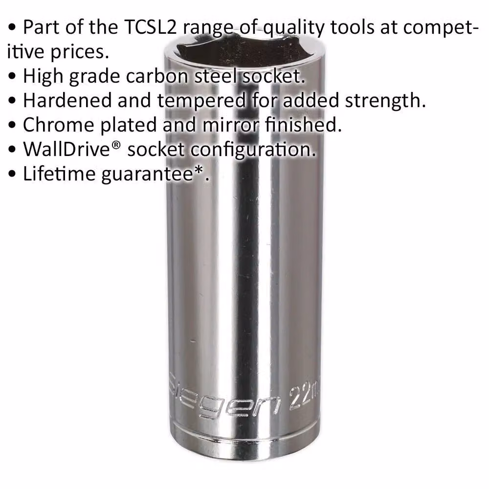 Loops 22mm Chrome Plated Deep Drive Socket, 1/2 inch Square Drive, Silver Carbon Steel – 2