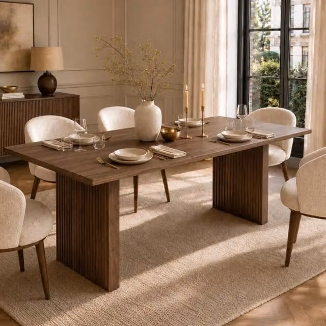 BTM Extendable Rectangular Dining Table, 6-8 Seater, Walnut Brown