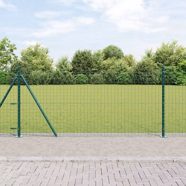 Berkfield Home Euro Fence with 13 Flanged Posts, Galvanised Steel, Silver, 0.8 x 25 m