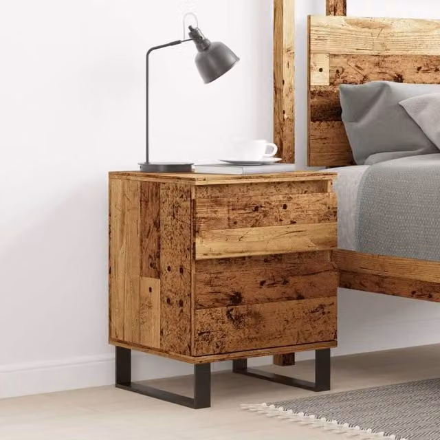 Berkfield Home Modern Bedside Cabinet in Brown Old Wood, W/D/H: 40 x 35 x 50 cm
