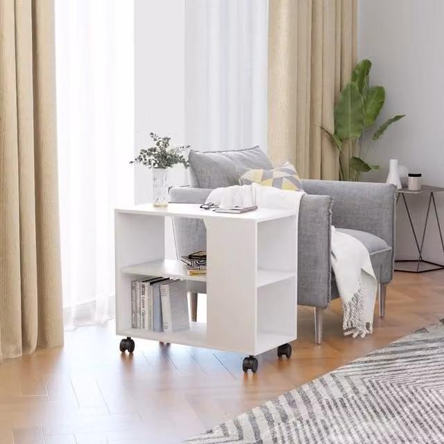 Berkfield Home White Side Table in Composite Wood W/D/H: 70 x 35 x 55 cm