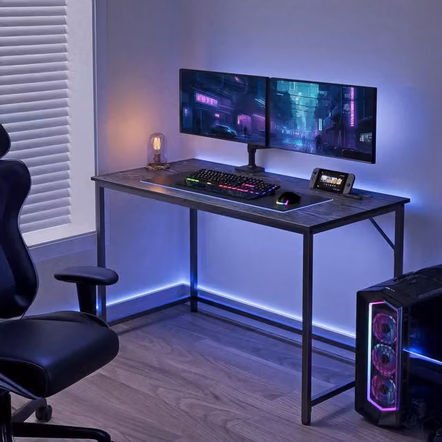 VASAGLE Minimalist Computer Office Desk, Black, W: 120 cm, D: 60 cm, H: 75 cm