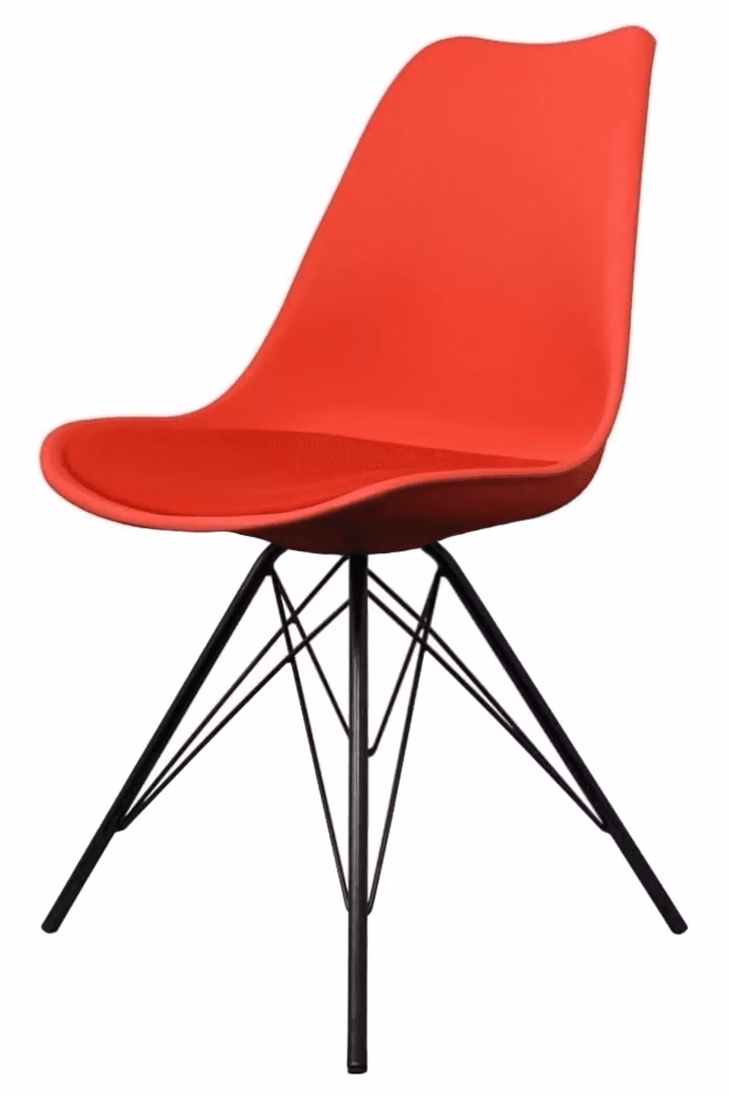 Fusion Living Soho Red Plastic Dining Chair with Black Metal Legs – 2