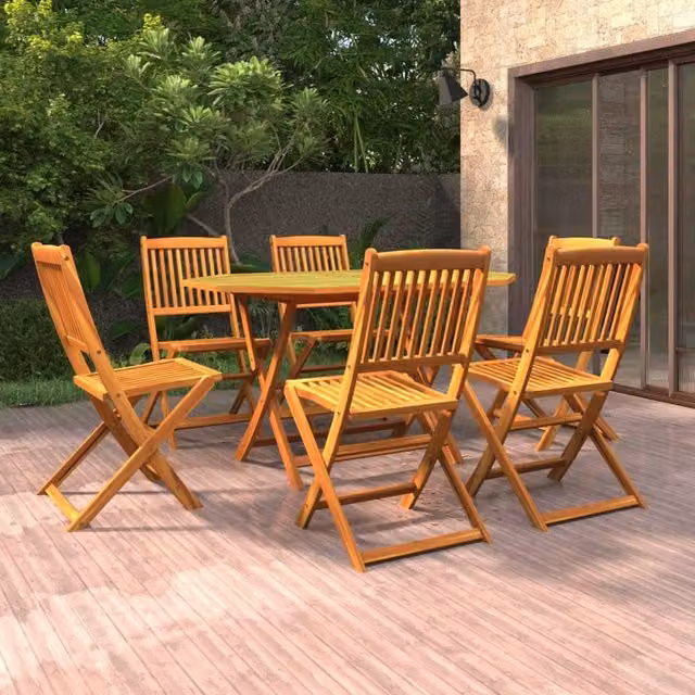 Berkfield Home 7 Piece Garden Dining Set in Brown Oiled Solid Acacia Wood
