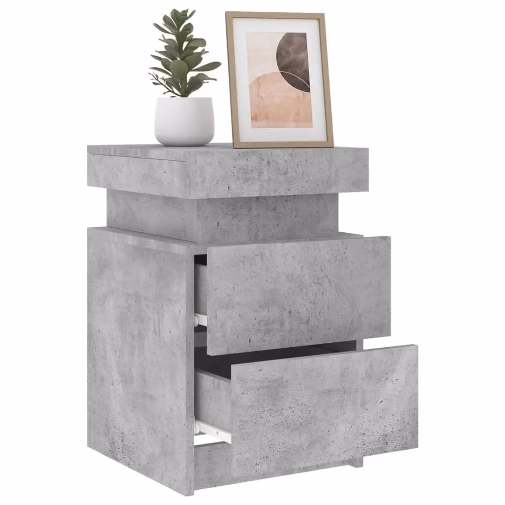 Berkfield Home Wall Mounted Bedside Cabinet with Integrated Lighting in Grey, W/D/H: 35 x 39 x 55 cm – 3