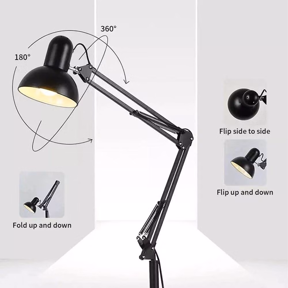 PAWNORA LED Floor Lamp with Adjustable Flexible Swing Arms in Black – 2