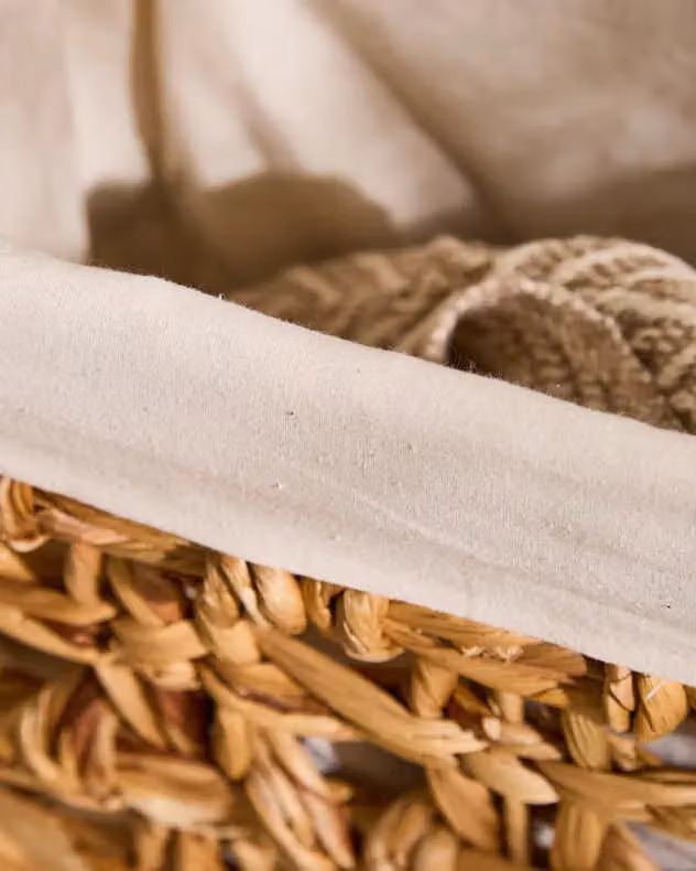 Dibor Traditional Style Wicker Indoor Storage Basket with Removable Cotton Bag in Beige and Sand, H: 48 cm, W: 41 cm – 2