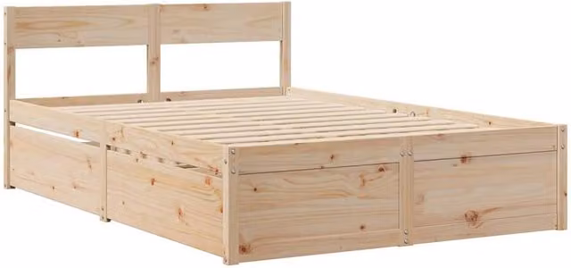 Berkfield Home Modern Solid Wood Pine Bed Frame, Brown, W: 140.5 cm, D: 190 cm, H: 78 cm