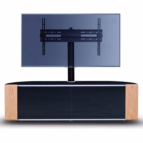 MDA Designs Sirius 1600 Gloss Black TV Cabinet with Oak and Walnut Trims, W: 160 cm, D: 48 cm, H: 45 cm – 3