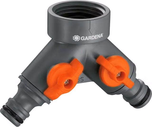 Gardena Twin Garden Tap Connector, 1/2 inch, Grey