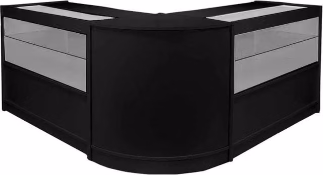 Monstershop Gemini Counter C1200 CM60 Black Matt with Glass Doors and Internal Shelves W/D/H: 120 x 60 x 90 cm